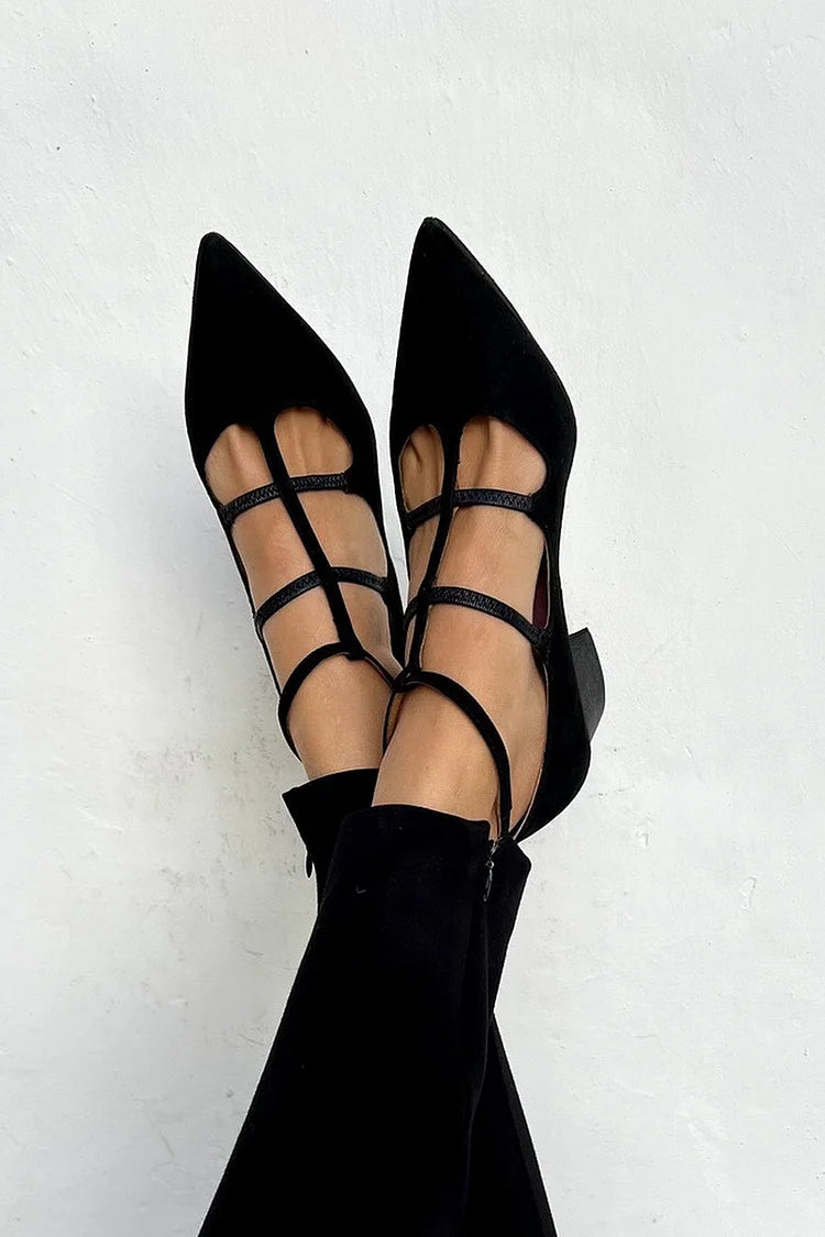 Beatrice - Pointed Toe Heels with Crossed Straps