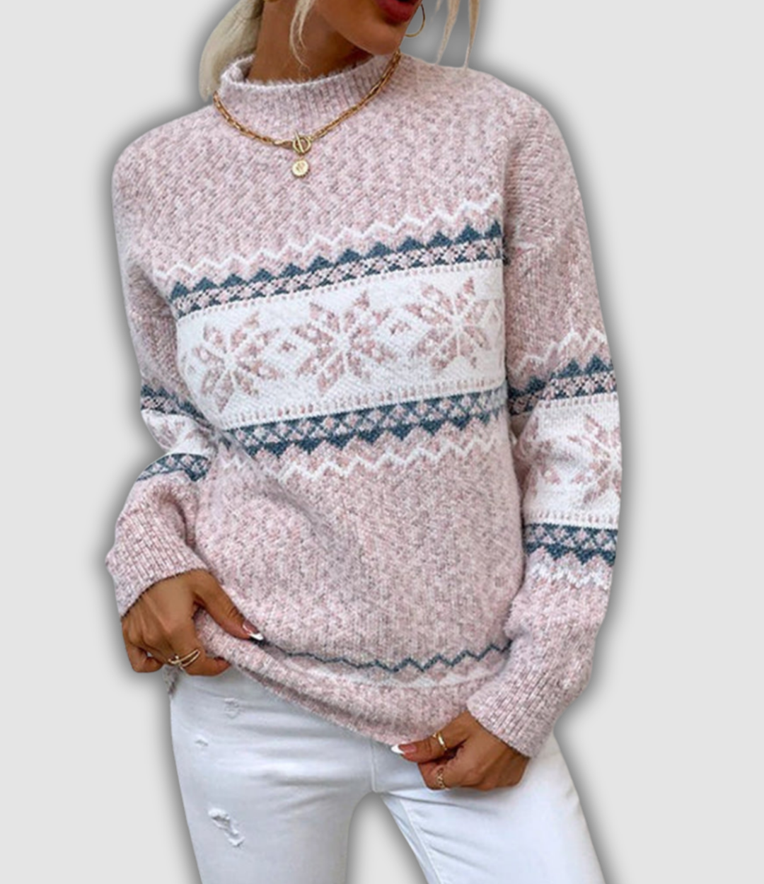 Isla - Arctic Blue Snowflake Knit for Winter Warmth