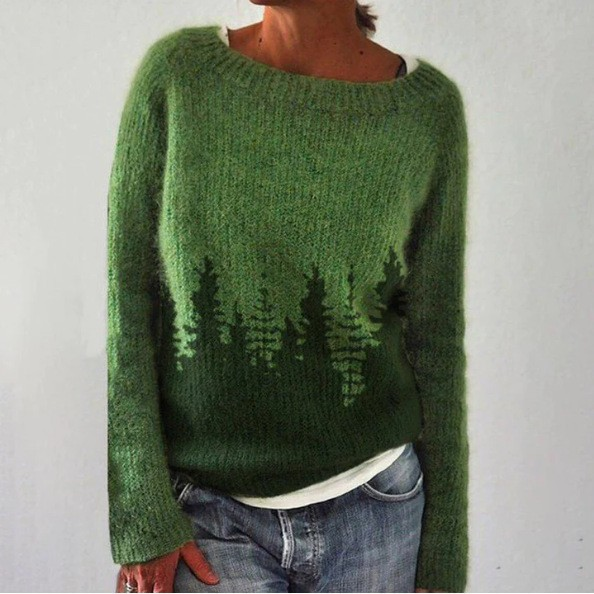 Celeste - Nordic Pine Silhouette Knit Sweater