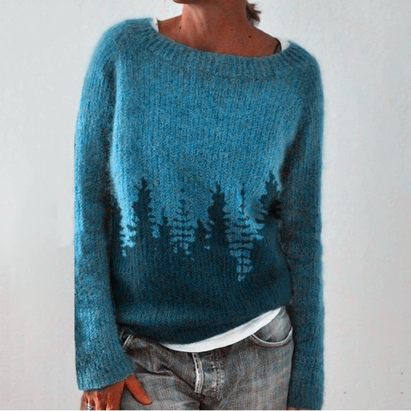 Dahlia - Nordic Pine Silhouette Knit Sweater