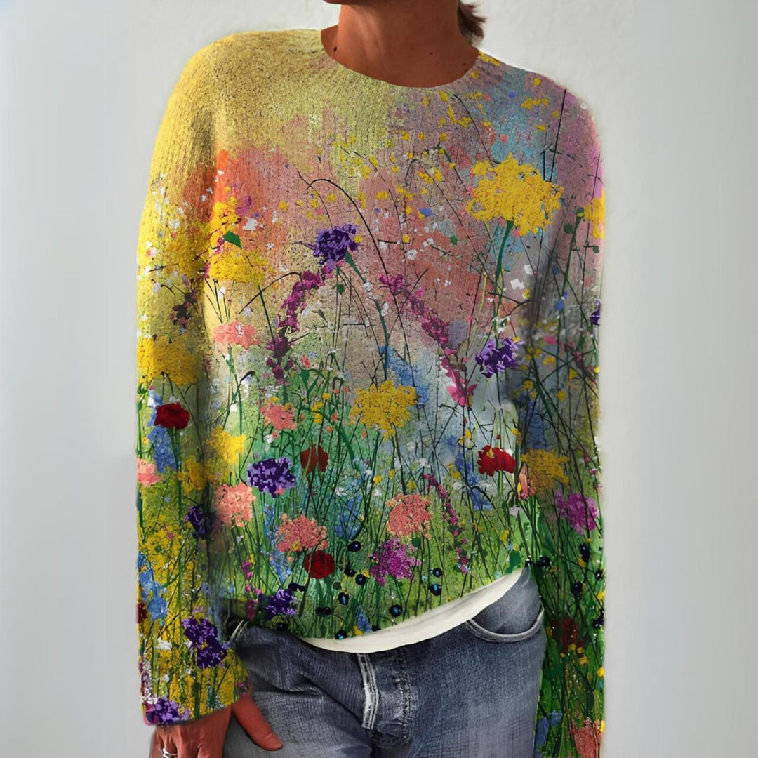 Celeste - Flowers Art Cozy Sweater
