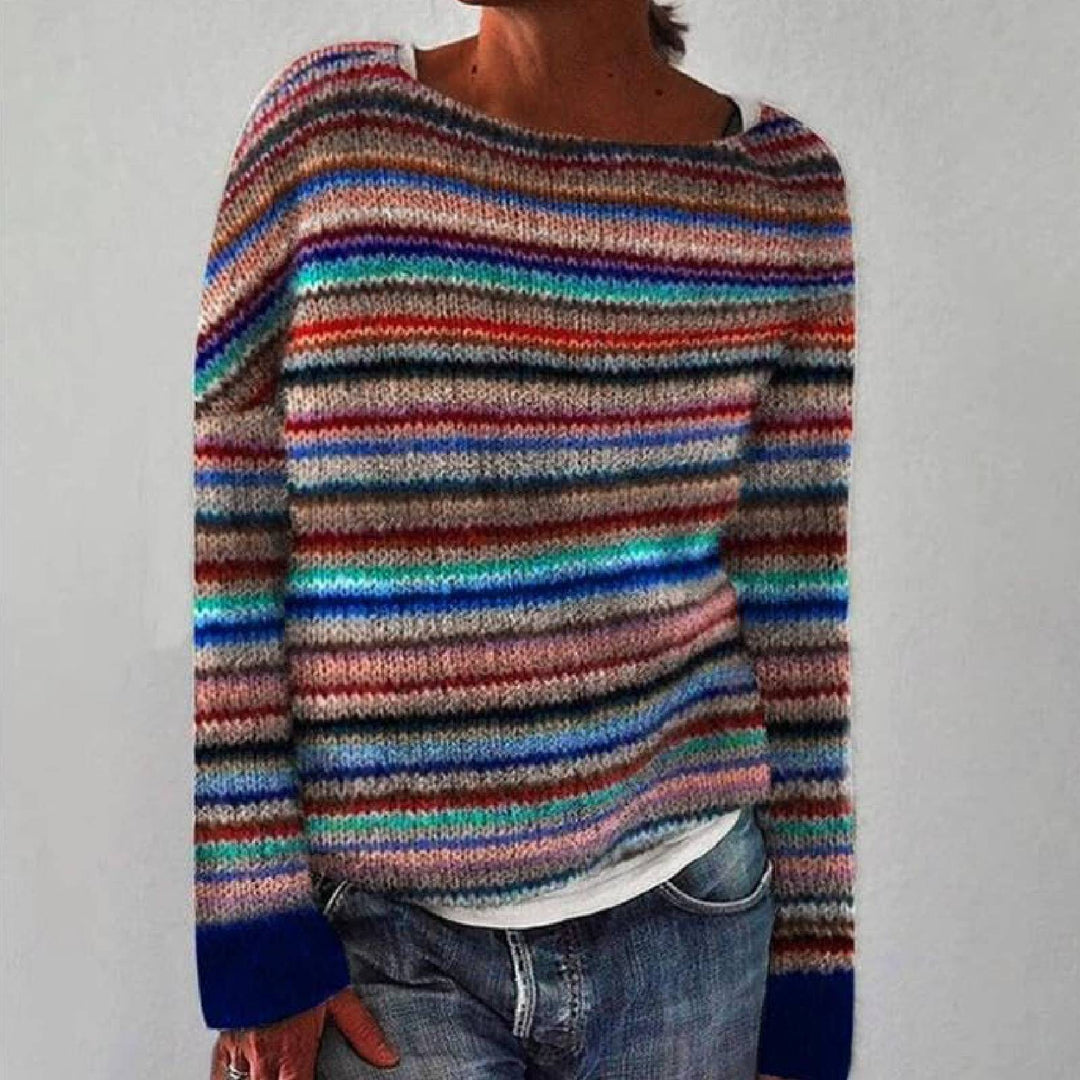 Freya - Retro Icelandic Striped Wool Knit