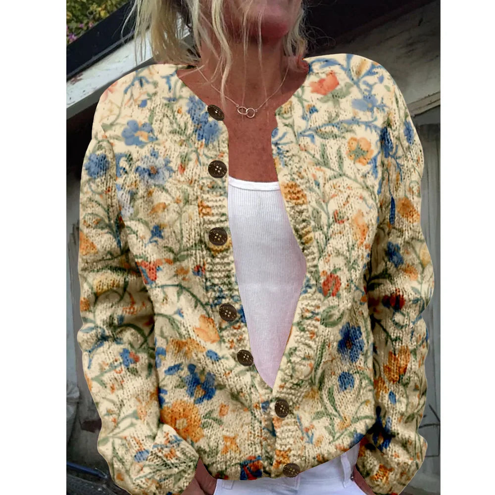 Ophelia - Chic cardigan with print