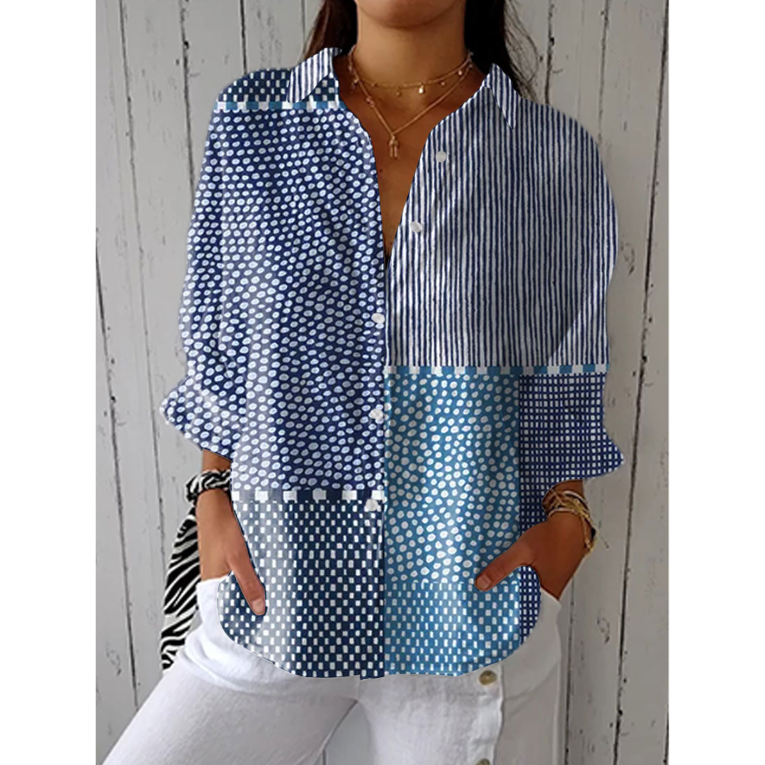 Giselle - Ocean Patchwork Blouse