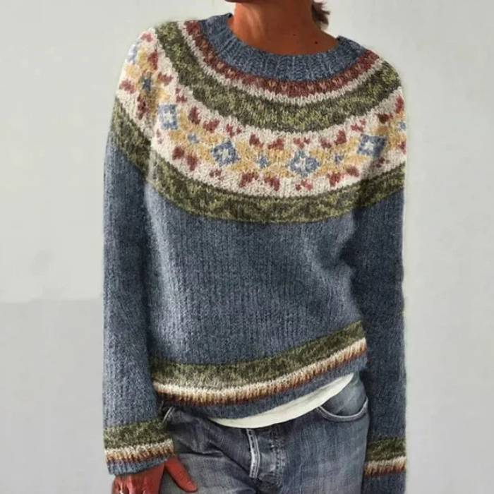 Phoebe - Vintage Nordic Yoke Knit for Everyday Elegance
