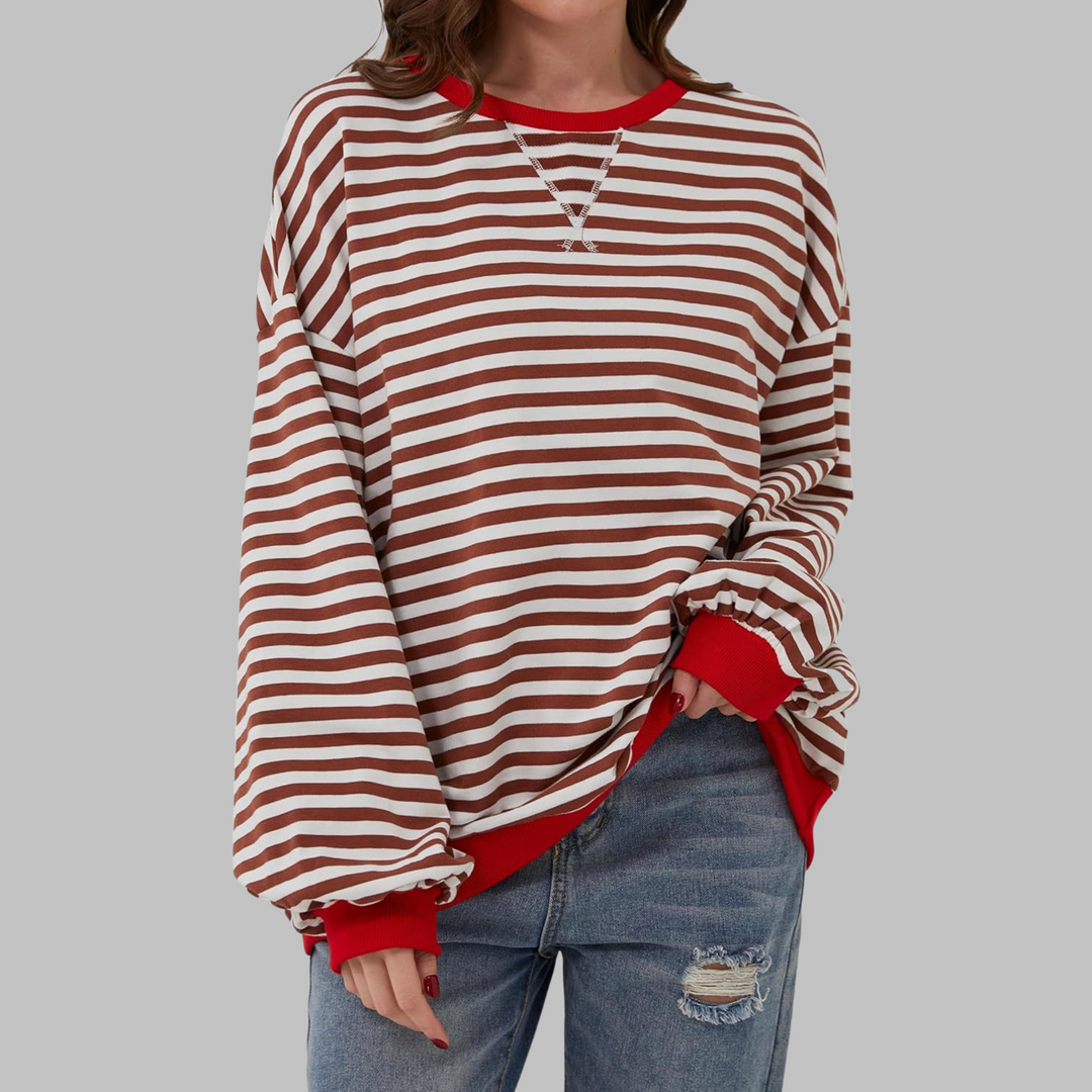 Colette - Striped Cotton Sweater with Long Sleeves