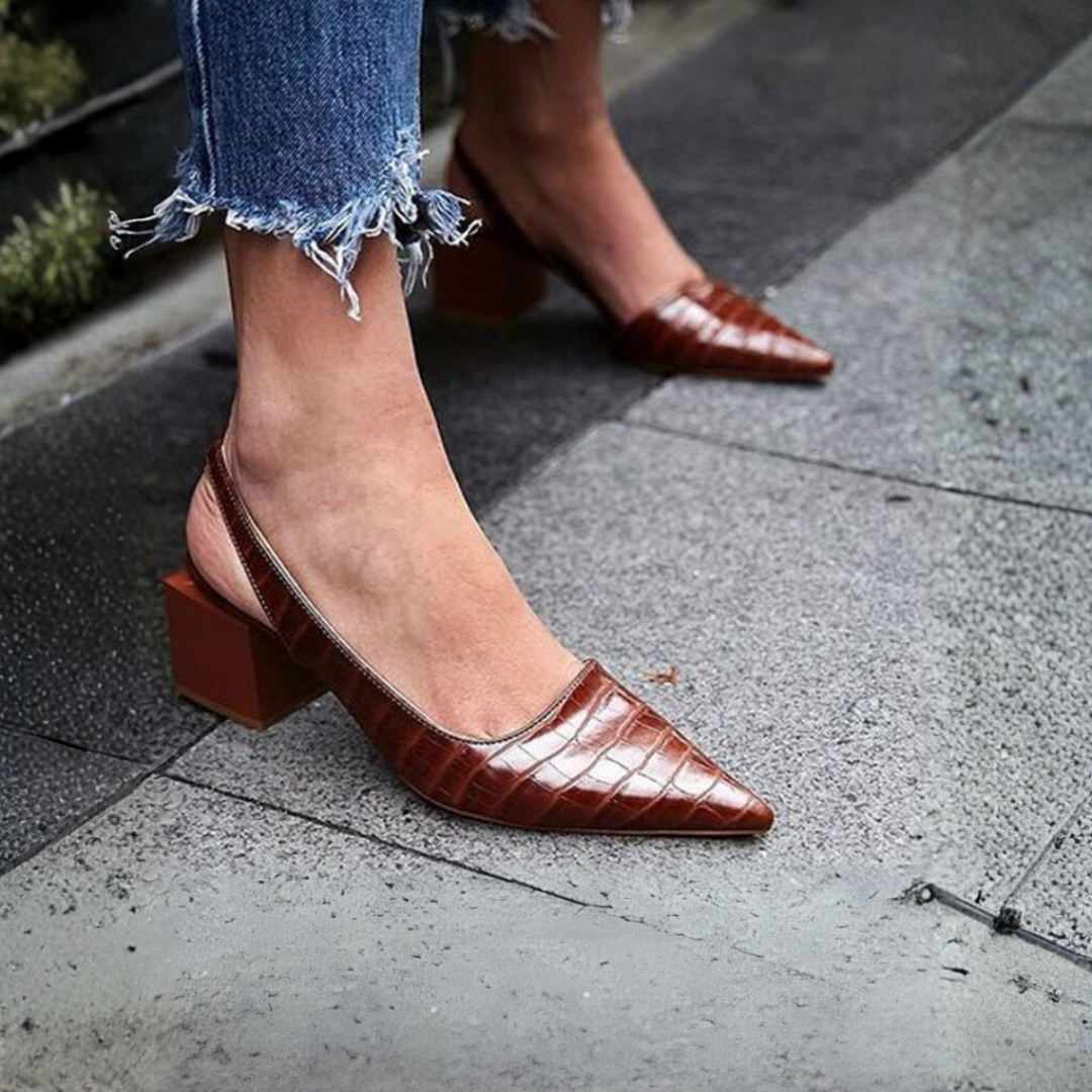 Phoenix - Croc-effect slingback heels – Olivia Westwood Boutique