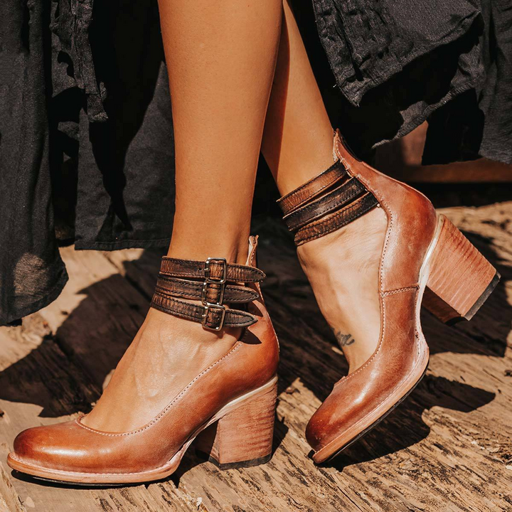 Margot - Multi-Strap Heels with Thick Heel