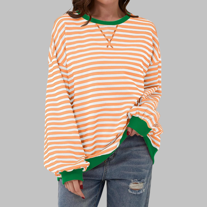 Colette - Striped Cotton Sweater with Long Sleeves