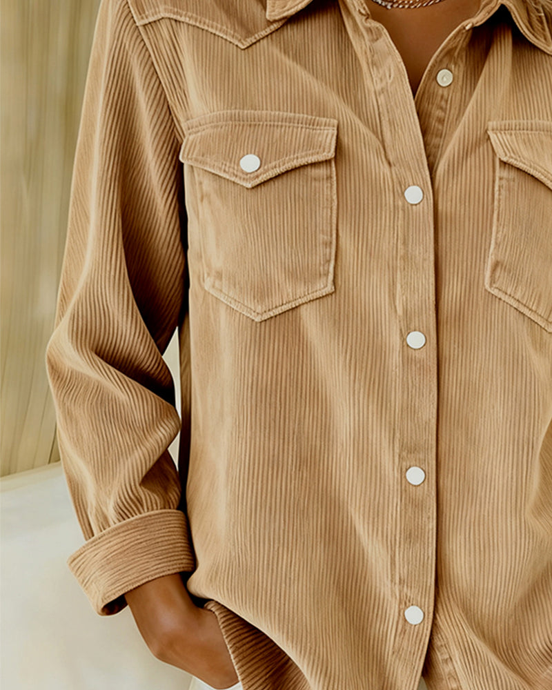 Brielle - Long-Sleeve Shirt with Lapel and Button Placket