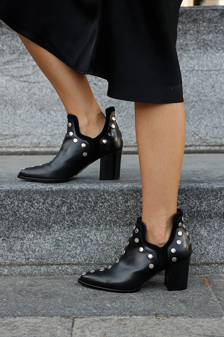 Avery - Studded Ankle Boot with Wide Heel