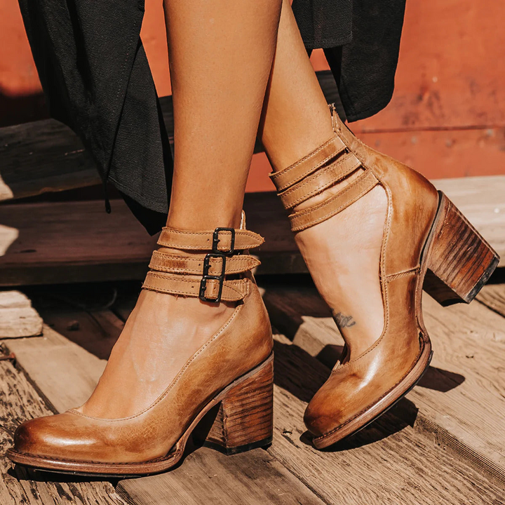 Margot - Multi-Strap Heels with Thick Heel
