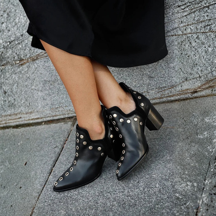 Avery - Studded Ankle Boot with Wide Heel