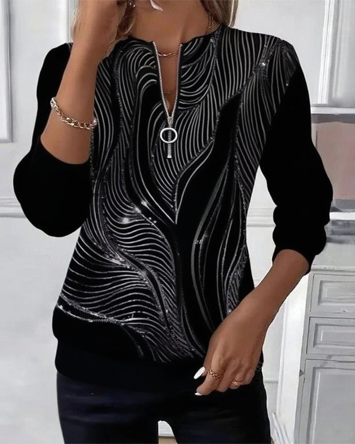 Elara - Casual Printed Zip Sweatshirt