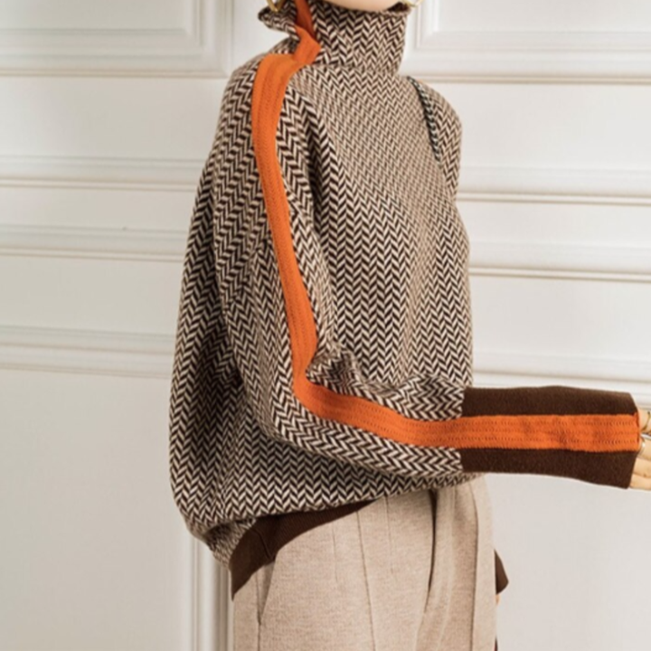 Beatrix - Herringbone Luxe Turtleneck