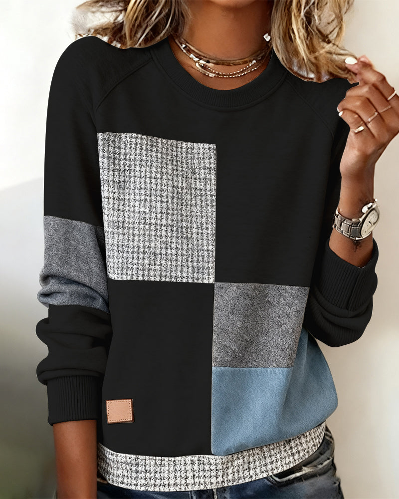 Heidi - Casual Contrast Color Crew Neck Sweatshirt