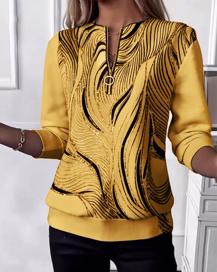 Elara - Casual Printed Zip Sweatshirt