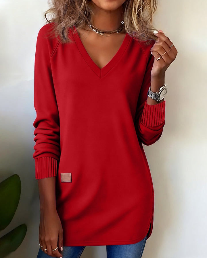 Serena - Fashionable Sweatshirt with V-Neck