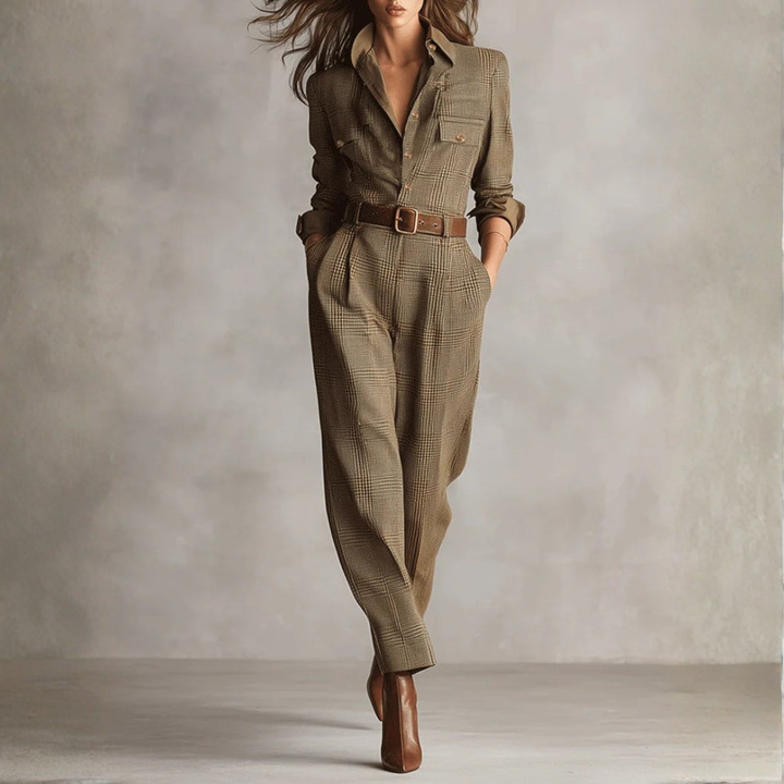 Aveline - Elegant Plaid Jumpsuit