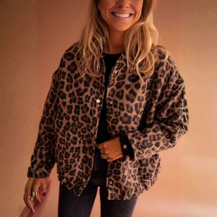 Claire - Bold Style Jacket with Leopard Print