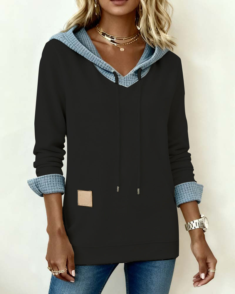 Elena - Casual Hoodie Sweatshirt with Waffle Inserts