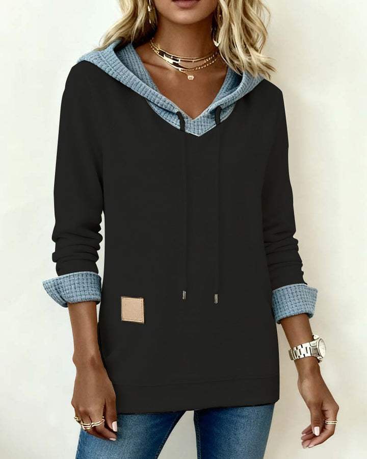 Elena - Casual Hoodie Sweatshirt with Waffle Inserts