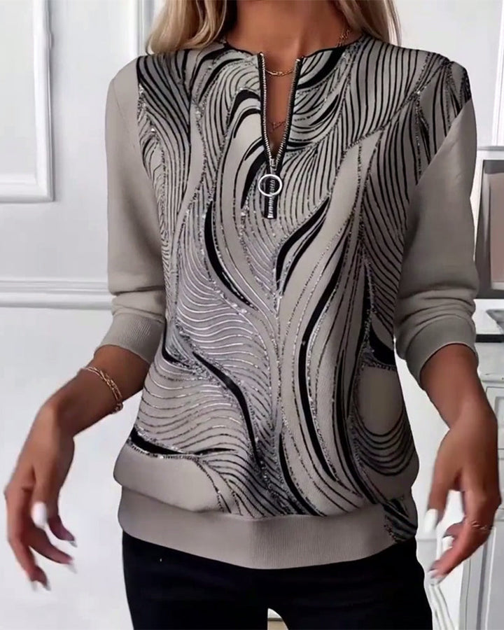 Elara - Casual Printed Zip Sweatshirt