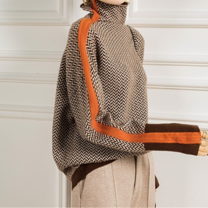 Bianca - Herringbone Luxe Turtleneck