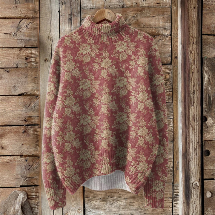 Ruby - Stylish Sweater with Vintage Prints and Charming Floral Pattern