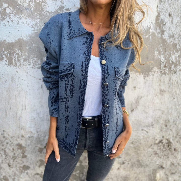 Leah - Textured Knit Jacket with Buttons