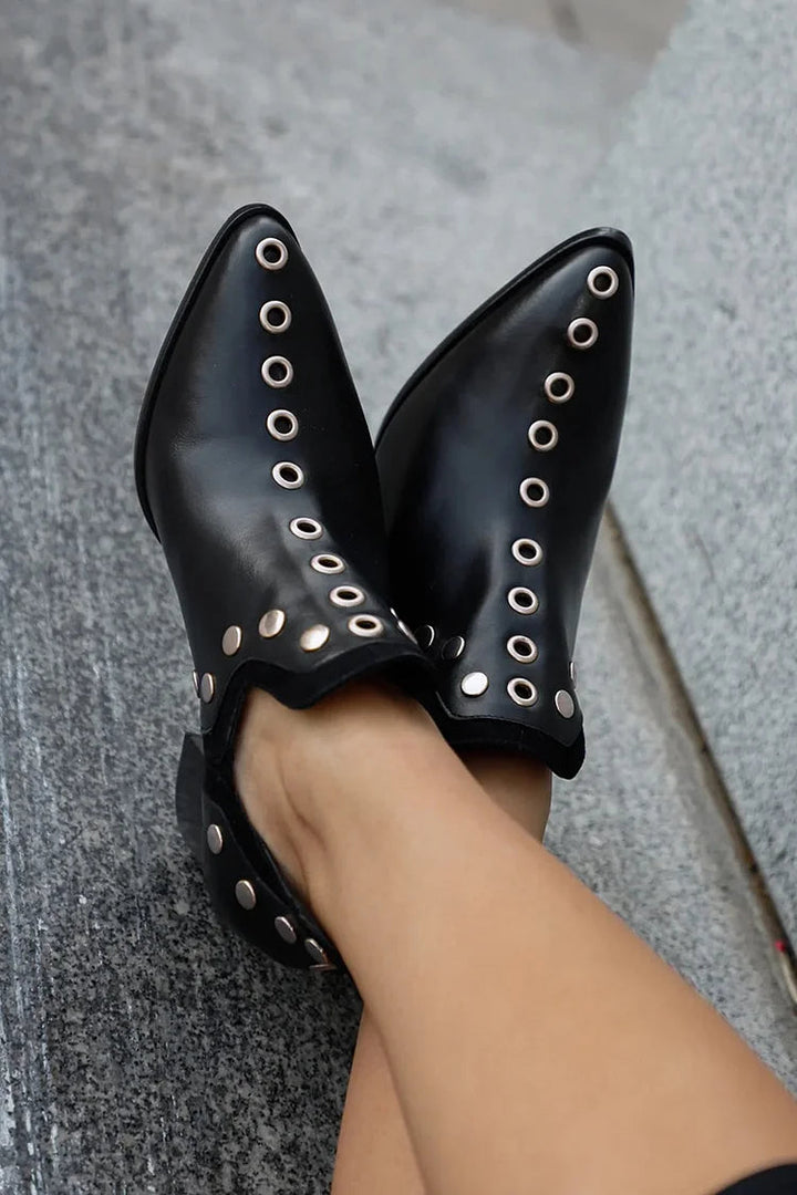 Avery - Studded Ankle Boot with Wide Heel