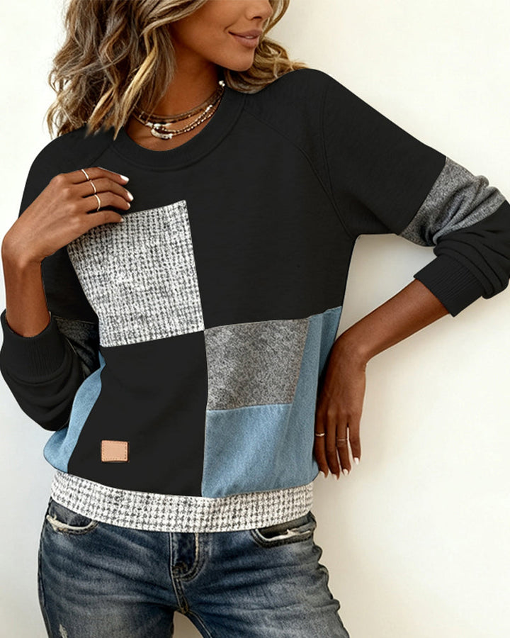 Heidi - Casual Contrast Color Crew Neck Sweatshirt