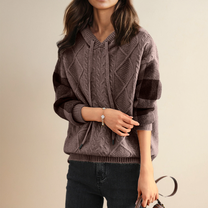 Marisela - Cable Knit Hoodie Sweater