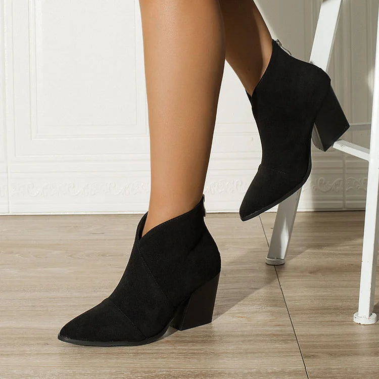 Claire - Pointed Ankle Boot with Suede Effect