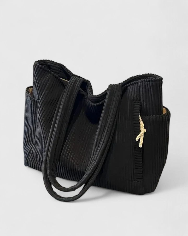 Landry - Luxurious Ribbed Tote Bag with Cord Detail