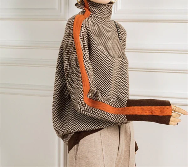 Amira - Herringbone Luxe Turtleneck