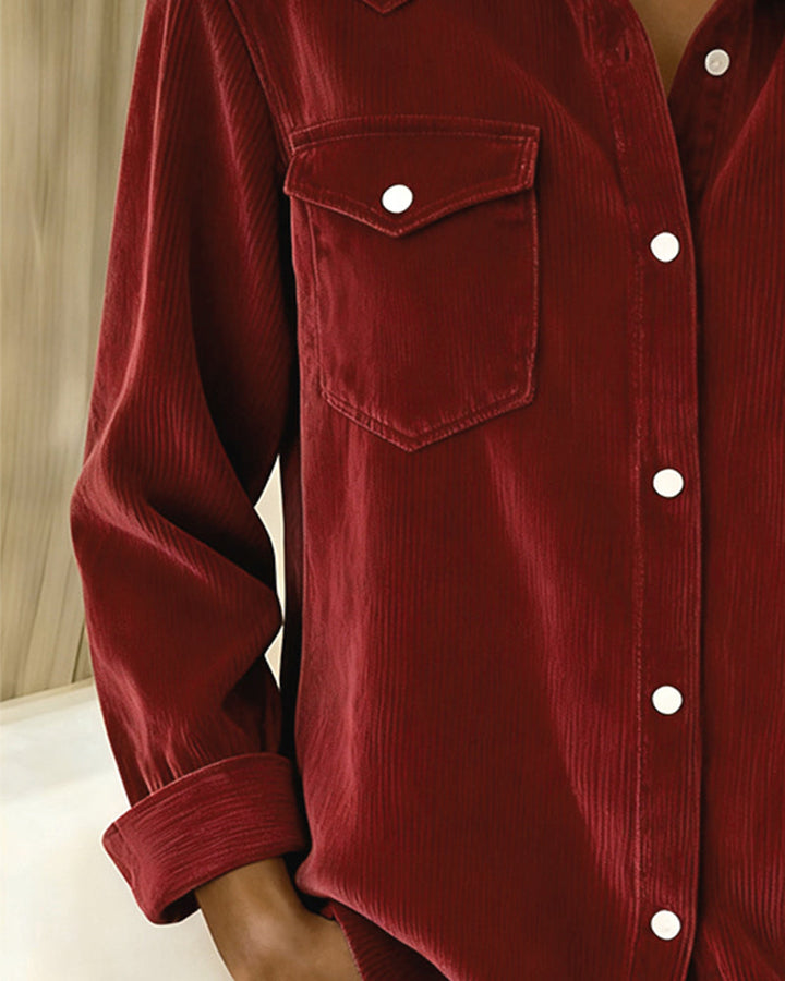 Brielle - Long-Sleeve Shirt with Lapel and Button Placket