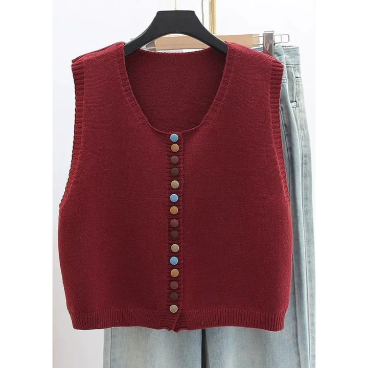 Jovie - Color-button Knit Vest