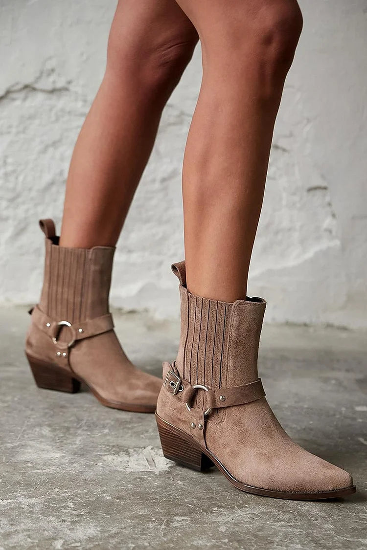 Tamsin - Western Suede Ankle Boots