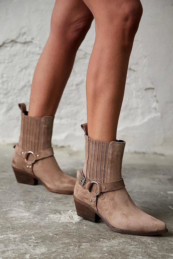 Tamsin - Western Suede Ankle Boots
