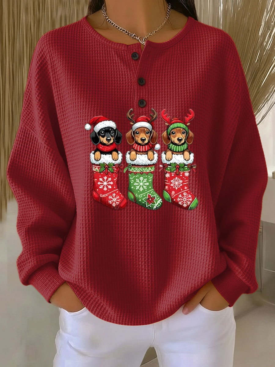 Delilah - Vintage Christmas Sweater with Dog Motif