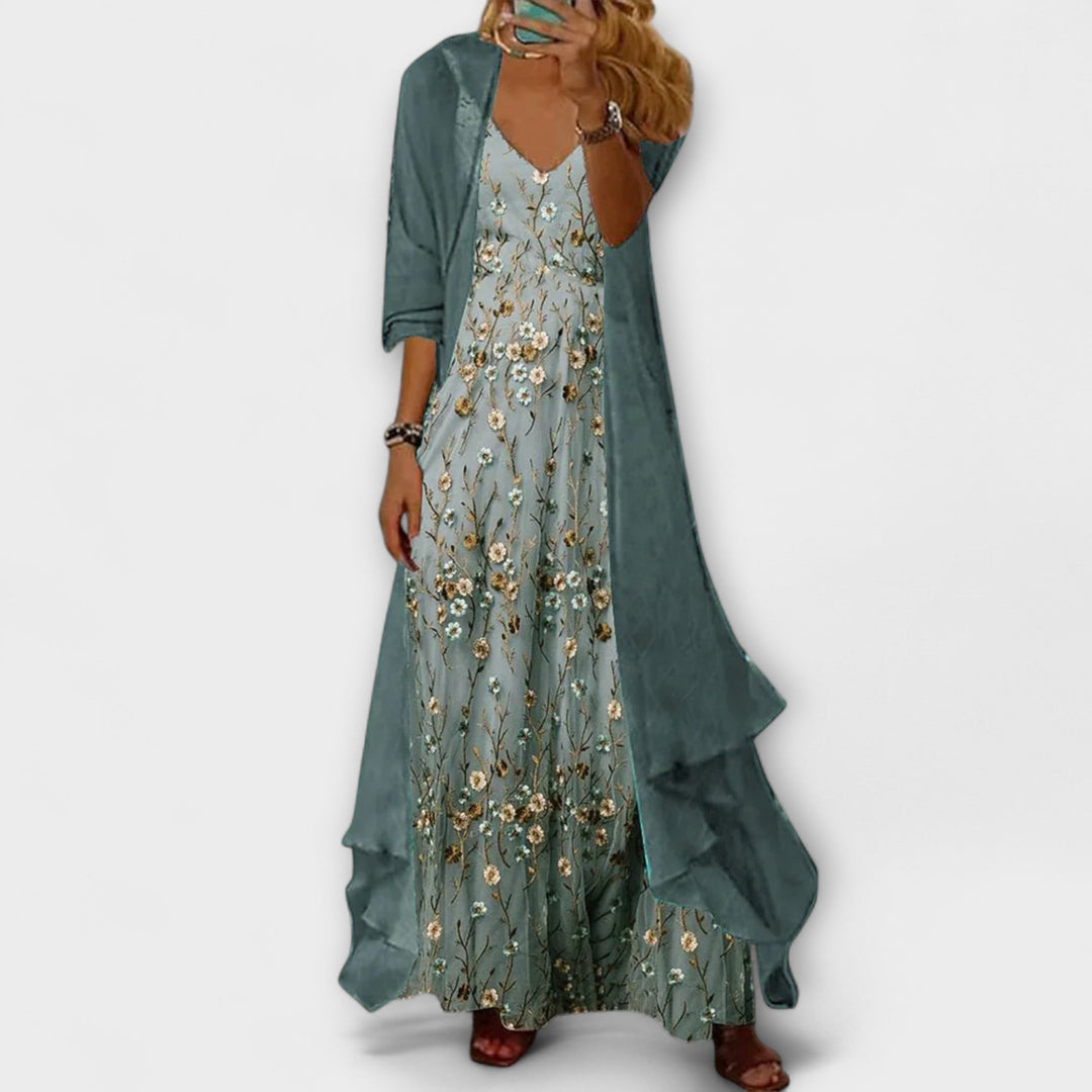Olivia - Elegant Maxi Dress Two-Piece Set