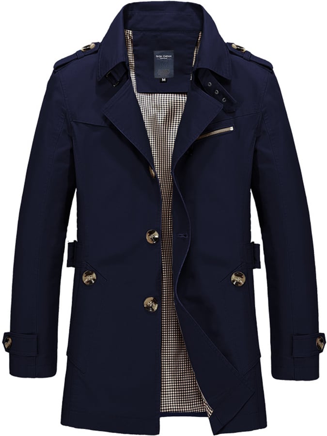 Brian - Cotton Business Slim Fit Button Down Casual Trench Coat
