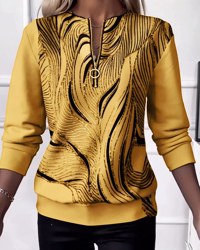 Elara - Casual Printed Zip Sweatshirt