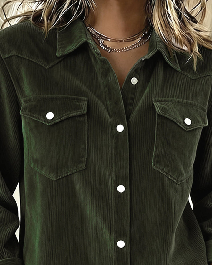 Brielle - Long-Sleeve Shirt with Lapel and Button Placket