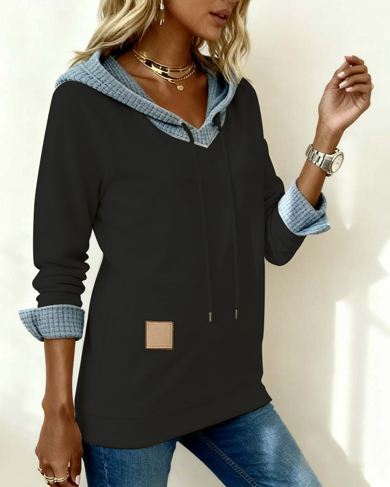 Elena - Casual Hoodie Sweatshirt with Waffle Inserts