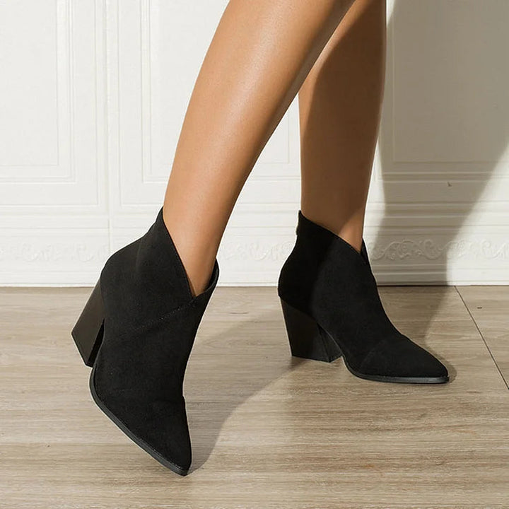 Claire - Pointed Ankle Boot with Suede Effect