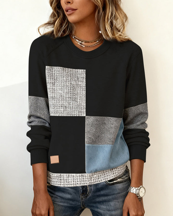 Heidi - Casual Contrast Color Crew Neck Sweatshirt