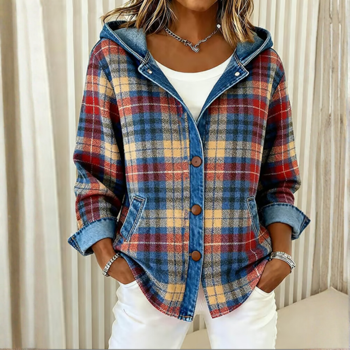 Noelle - Fashionable Checked Jacket with Hood