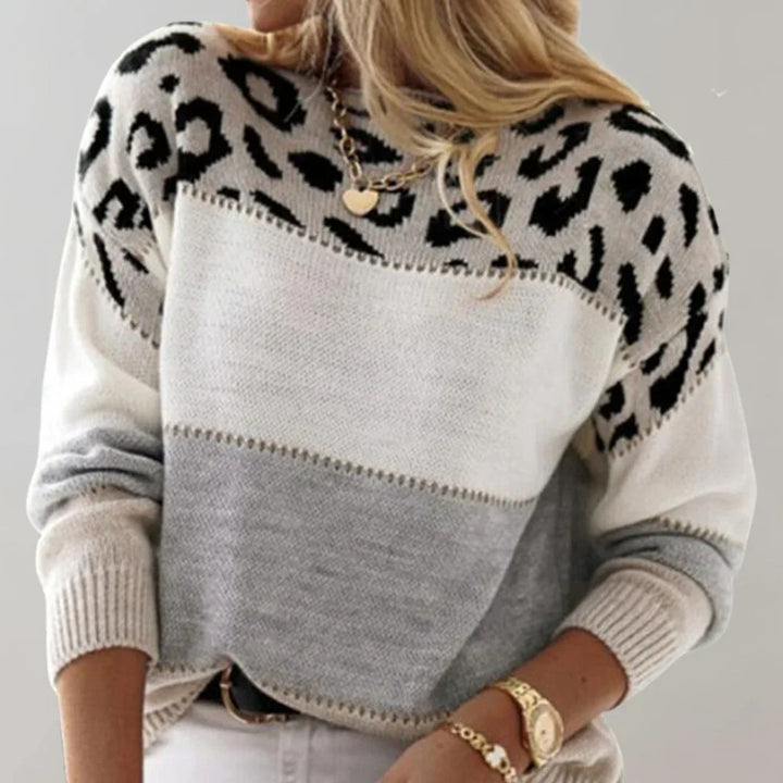 Fiona - Leopard Accent Knit Sweater